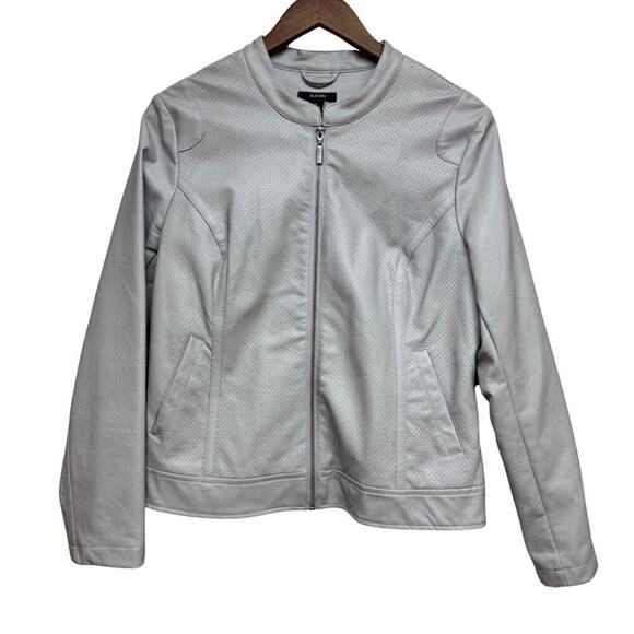 Alfani Women’s Light Gray Leather Jacket with Zipper Size M - Picture 1 of 7